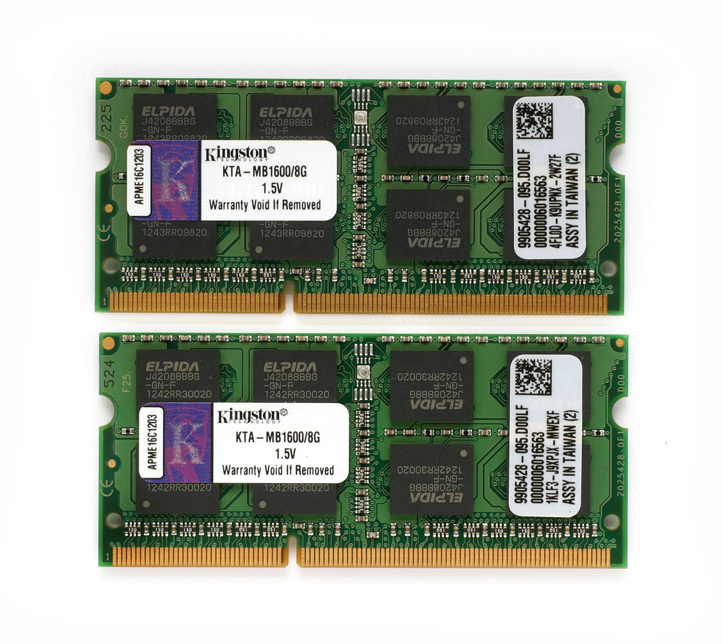 Apple Kingston 16GB (2x 8GB) DDR3 PC3-12800 Sodimm Mac Laptop RAM KTA-MB1600/8G