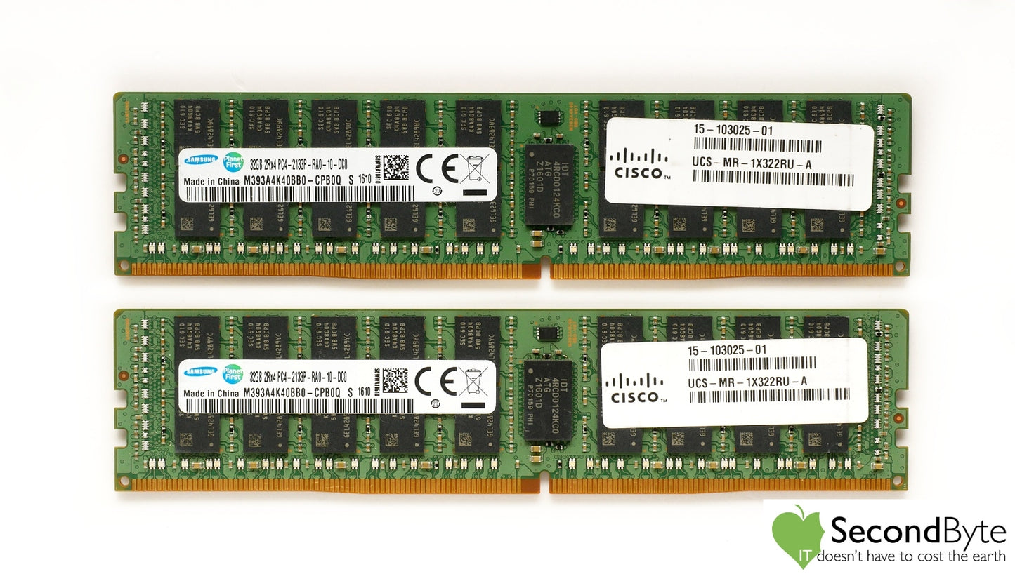 Cisco 64GB (2x 32GB) PC4-2133P DDR4 Server Memory USC-ML-1X322RU-A 15-103025-01