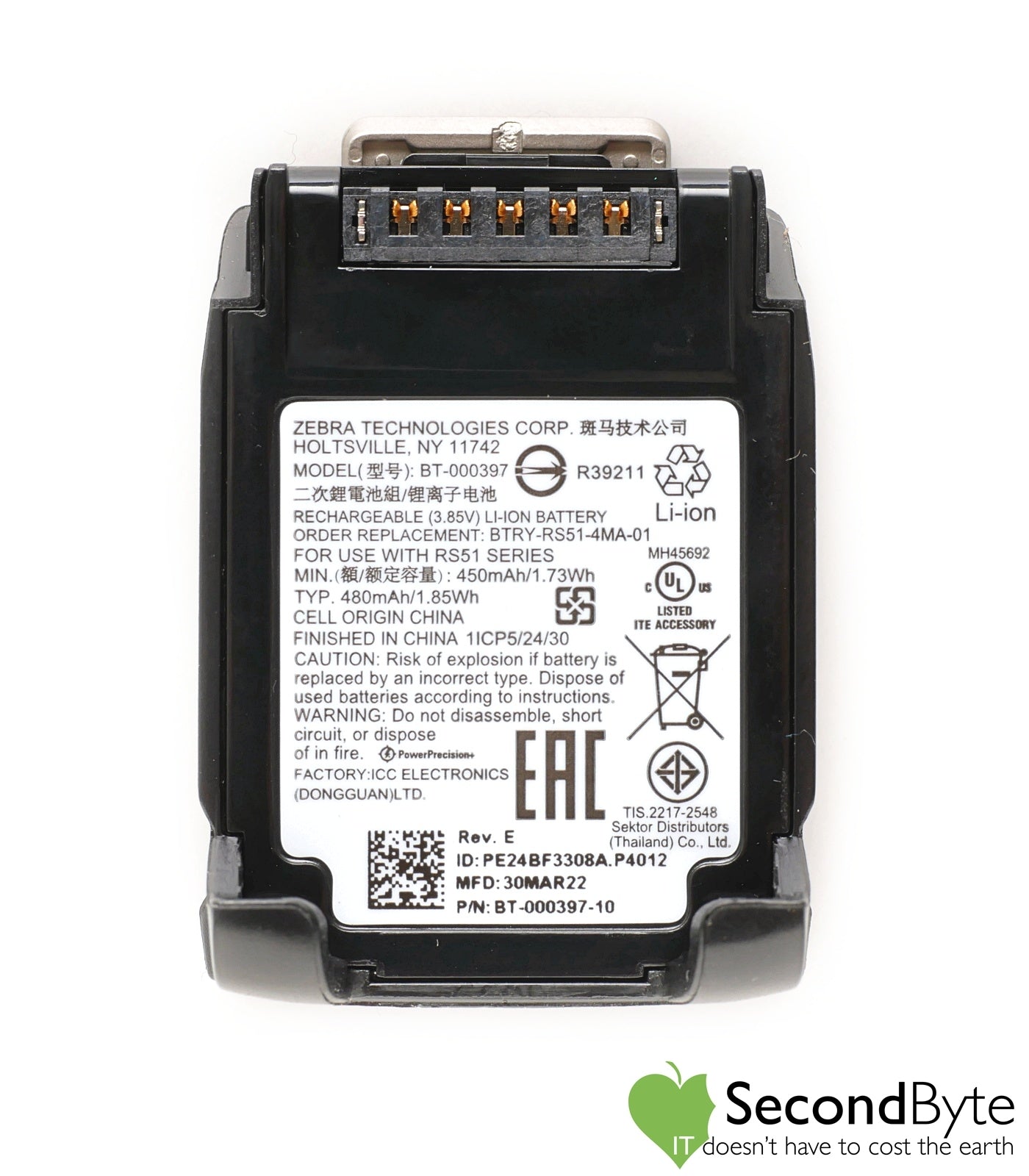 Zebra RS5100 POWERPRECISION LITHIUM BATTERY 480MAH - BTRY-RS51-4MA-01
