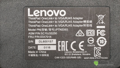 Lenovo ThinkPad OneLink+ VGA RJ45 Ethernet Network Adapter 03X7014 PTN3393