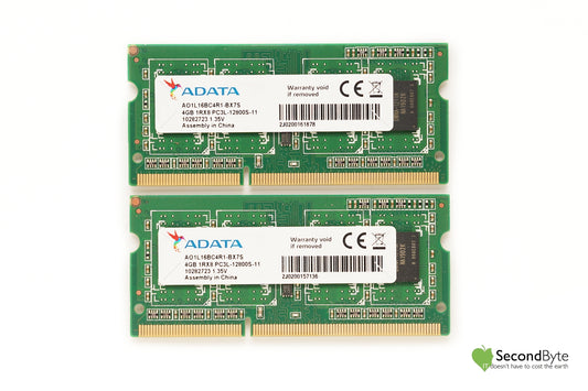 ADATA 8GB (2 X 4GB) PC3L-12800S Laptop Memory RAM AO1L16BC4R1-BX7S
