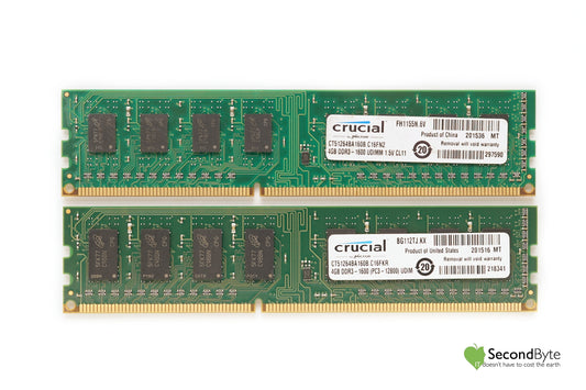 Crucial 8GB (2 x 4GB) PC3-12800 Memory CT51264BA160B-C16FKR