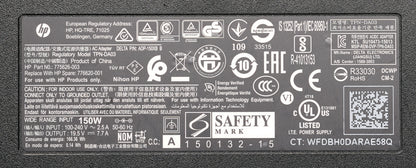 Genuine HP 150W Adapter 19.5V 7.7A 3MM Blue Tip TPN-DA03 775626-003 776620-001