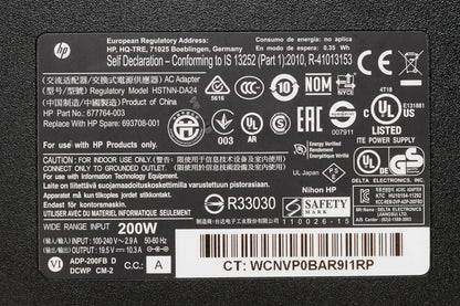 Genuine HP 200W 19.5V 10.3A AC ADAPTER HSTNN-DA24 677764-003 693708-001