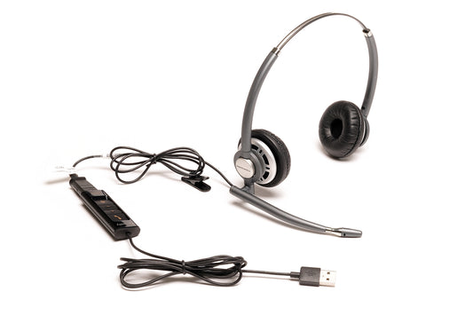 Plantronics Encore Pro HW720 Binaural Headset + Poly DA80 USB Audio Processor