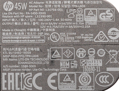 Genuine HP 45W 20V 2.25A USB-C Type-C AC Adapter L30756-001 TPN-LA06 L32390-001
