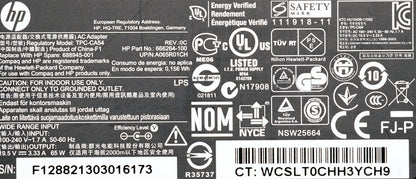 Genuine HP 65W AC Adapter Yellow Tip 19.5V 3.33A TPC-CA54 688945-001