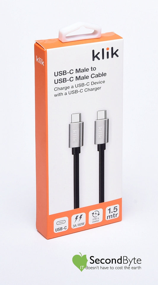 Klik 1.5m USB-C Male to USB-C Male USB-C Cable KCCM015