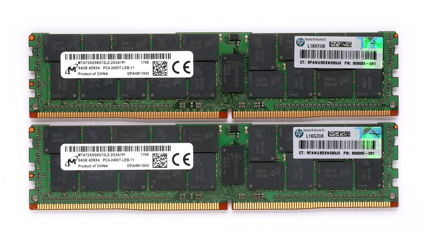 Micron 128GB (2x 64GB) PC4-2400T Server RAM MTA72ASS8G72LZ-2G3A1PL HP 809085-091