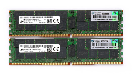 Micron 128GB (2x 64GB) PC4-2400T Server RAM MTA72ASS8G72LZ-2G3A1PL HP 809085-091