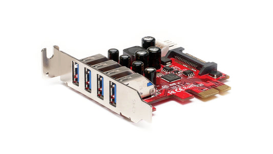 Shintaro PCIe USB 3.0 x4 Port Adapter Low Profile SHPCIEU34P