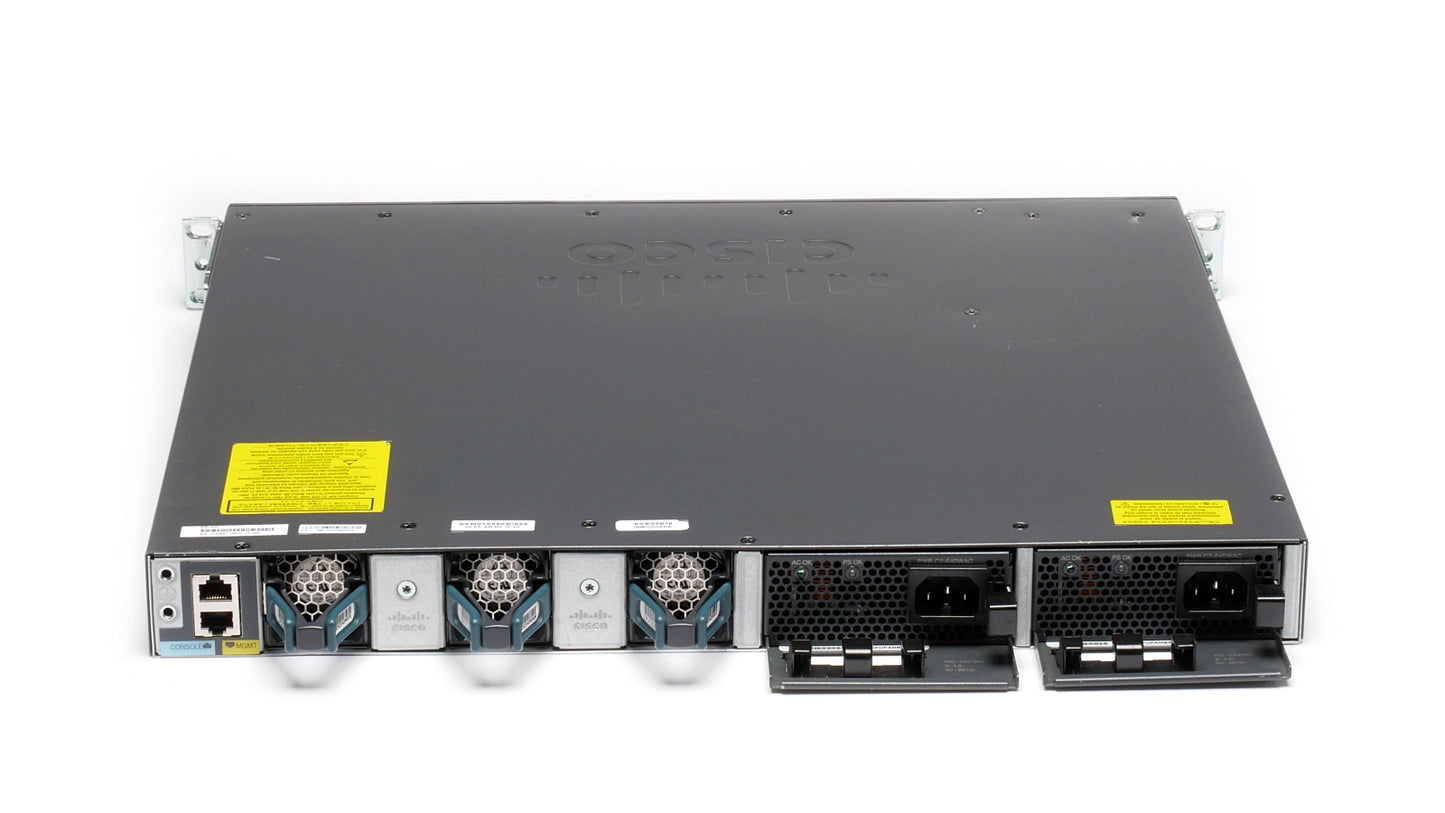 Cisco WS-C3650-48PD-S V05 48 Port Gigabit PoE 2x 10G Uplink Ports Redundant PS