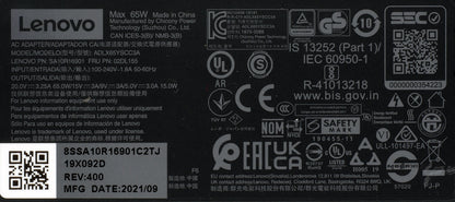 Genuine Lenovo 65W USB-C AC Adapter SA10R16901 ADLX65YSCC3A 02DL155
