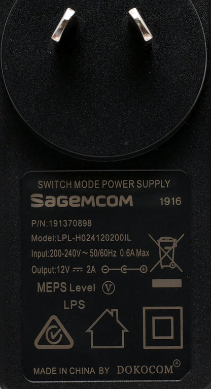Sagemcom 12V 2A AC/DC Power Adapter LPL-H024120200IL 191370898