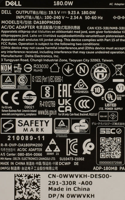 Genuine Dell 180W 19.5V 9.23A AC Adapter DA180PM200