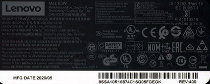 Genuine Lenovo 65W USB-C AC Adapter SA10R16874 02DL128 ADLX65YCC3D