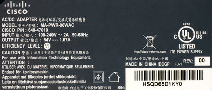 Genuine Cisco 90W AC Adapter MA-PWR-90WAC 640-47010 for MX65 MX65W